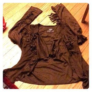 Justice fringe soft suede jacket